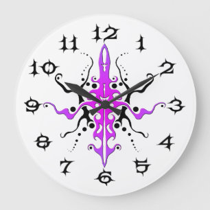 Reloj Redondo Grande Resumen Diseño de tatuajes tribales de mascarilla 