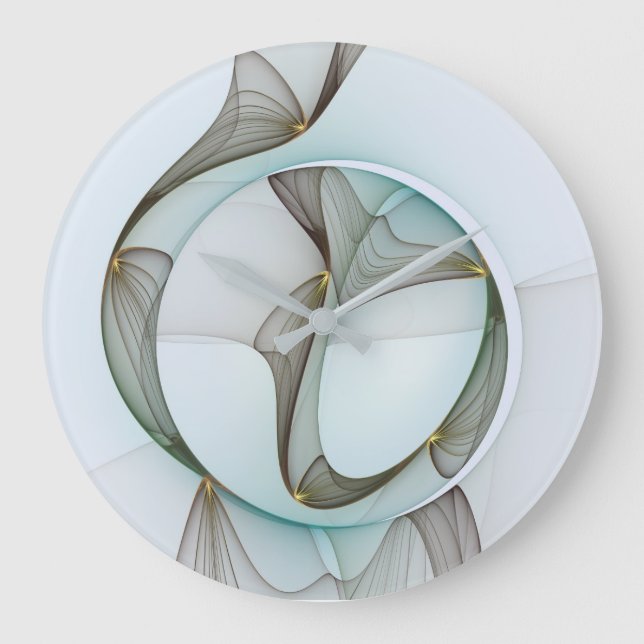Reloj Redondo Grande Resumen Elegancia dorada turquesa moderna (Anverso)