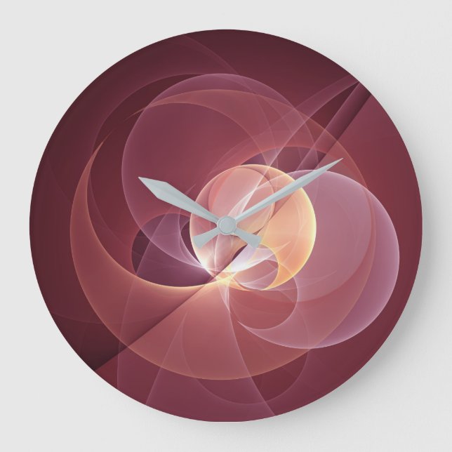 Reloj Redondo Grande Resumen Elegante Vino Moderno Arte Fractal Rojo (Anverso)