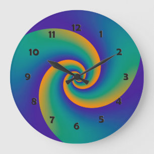 Reloj Redondo Grande Resumen Espirales de fondo suave V