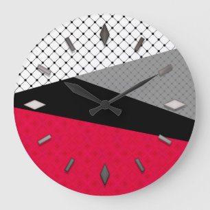 Reloj Redondo Grande Resumen, geométrico, elegante, colorido, poligona