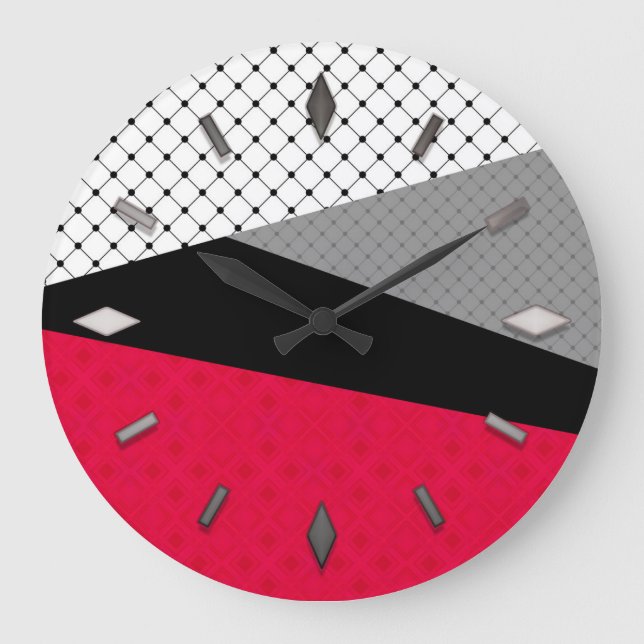 Reloj Redondo Grande Resumen, geométrico, elegante, colorido, poligonal (Anverso)