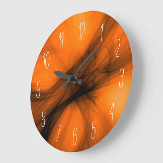 Reloj Redondo Grande Resumen Humo negro - Reloj grande Naranja