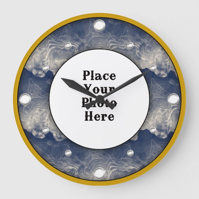 Reloj Redondo Grande Resumen Marco humeante para la pared fotográfica (Anverso)