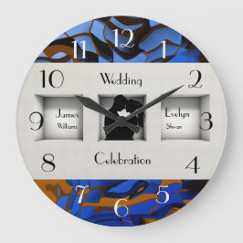 Reloj Redondo Grande Resumen moderno contemporáneo del tema azul real