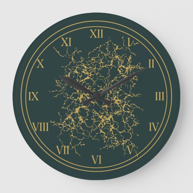 Reloj Redondo Grande Resumen moderno del oro verde esmeralda (Anverso)
