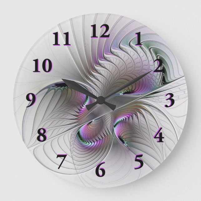 Reloj Redondo Grande Resumen moderno Shy Fantasía Figura Arte Fractal (Anverso)