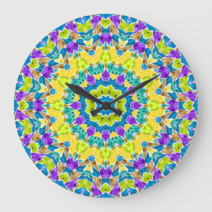 Reloj Redondo Grande Resumen mosaico moderno patrón de mosaico caleidos