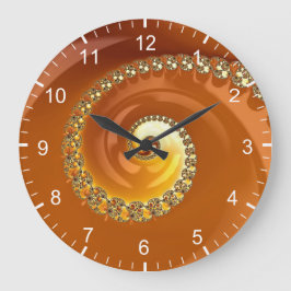 Reloj Redondo Grande Resumen Naranja dorado gradiente espiral fractal g