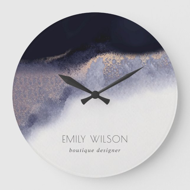 Reloj Redondo Grande Resumen Naval Relieve metalizado dorado negro Wash (Anverso)