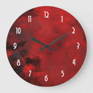 Reloj Redondo Grande Resumen negro y rojo moderno - creativo y artístic