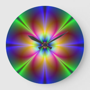 Reloj Redondo Grande Resumen Neon Daisy Round Wall Clock