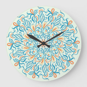 Reloj Redondo Grande Resumen Ornamento Cerámico Patrón de mosaico