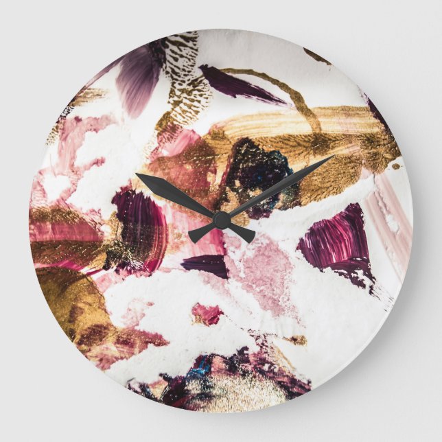 Reloj Redondo Grande Resumen Oro paraliza arte creativo (Anverso)