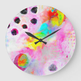 Reloj Redondo Grande Resumen rosa y Aqua