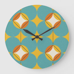 Reloj Redondo Grande Resumen Vintage, Patrón Escandinavo Geométrico.