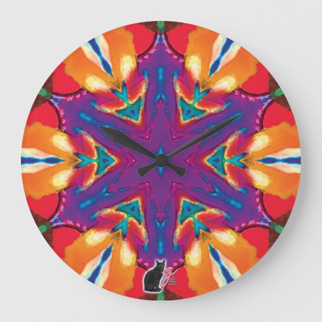 Reloj Redondo Grande Retícula Caleidoscopio (Anverso)