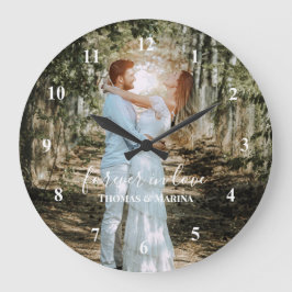 Reloj Redondo Grande Retrato Boda personalizado caligrafía moderna