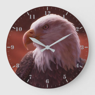 Reloj Redondo Grande Retrato de American Bald Eagle  