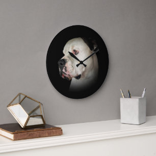Reloj Redondo Grande Retrato de Bulldog americano