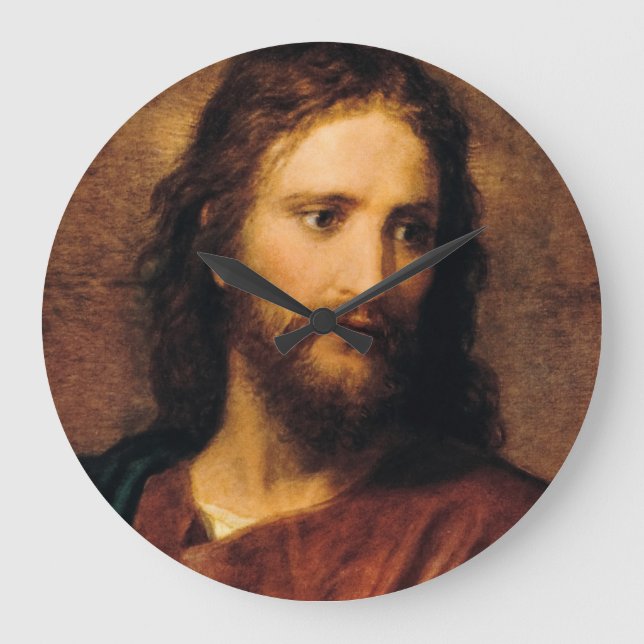 Reloj Redondo Grande Retrato de Cristo por Heinrich Hofmann (Anverso)