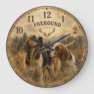 Reloj Redondo Grande Retrato de Foxhound – Noble Perro de Caza