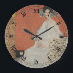 Reloj Redondo Grande Retrato de Fritza Riedler por Gustav Klimt<br><div class="desc">Retrato de Fritza Riedler (1906) por Gustav Klimt es un retrato de arte fino de la época victoriana. El Fritza Riedler está instalado en un sillón decorado con motivos dorados y plateados. Los cuadrados de oro y plata se repiten a través de la pared de fondo. Sobre el artista: Gustav...</div>
