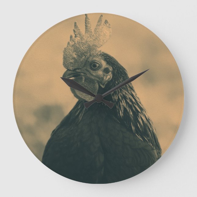Reloj Redondo Grande Retrato de gallo (Anverso)