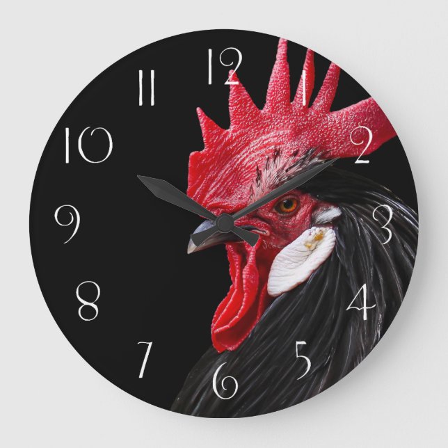 Reloj Redondo Grande Retrato de gallo (Anverso)