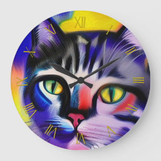 Reloj Redondo Grande Retrato de gato