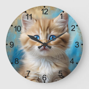 Reloj Redondo Grande Retrato de gato adorable
