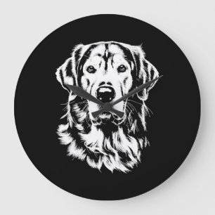 Reloj Redondo Grande Retrato de Golden Retriever Ropa Minimalista