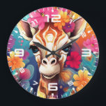 Reloj Redondo Grande Retrato de jirafa floral 9320<br><div class="desc">Retrato de jirafa floral 9320</div>