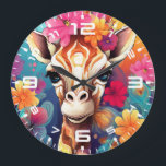 Reloj Redondo Grande Retrato de jirafa floral 9320<br><div class="desc">Retrato de jirafa floral 9320</div>