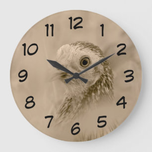 Reloj Redondo Grande Retrato de pollo en Sepia