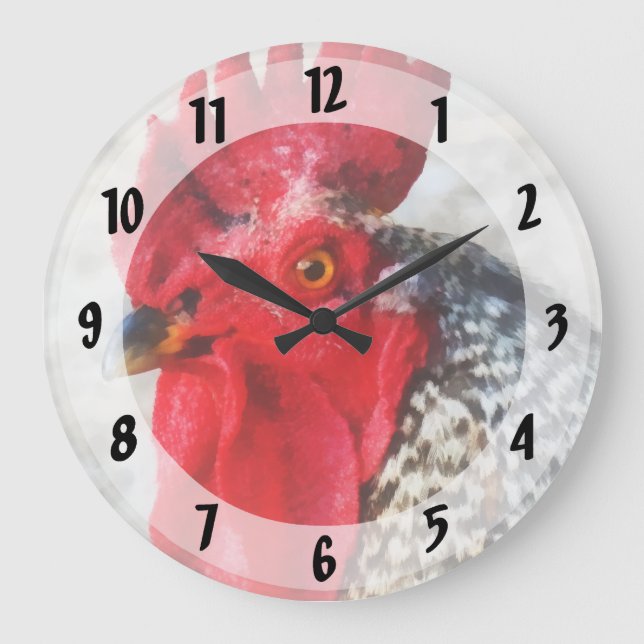 Reloj Redondo Grande Retrato de un gallo (Anverso)