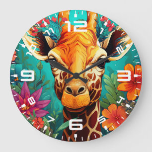 Reloj Redondo Grande Retrato Floral Giraffe-9319