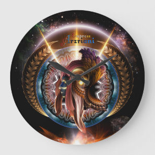 Reloj Redondo Grande Retrato fractal de Art Nouveau de Empress Arzriani
