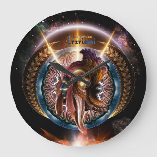 Reloj Redondo Grande Retrato fractal de Art Nouveau de Empress Arzriani