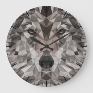 Reloj Redondo Grande Retrato geométrico de Lone Wolf