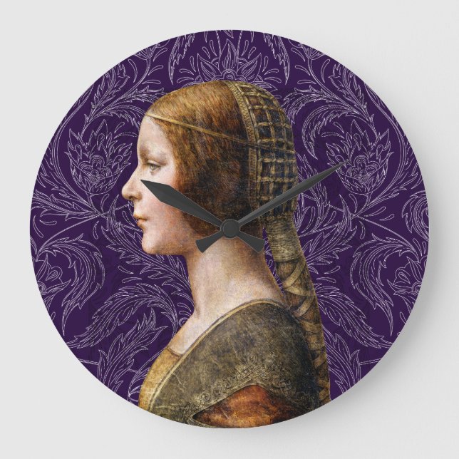 Reloj Redondo Grande Retrato Leonardo da Vinci La Bella Principessa (Anverso)