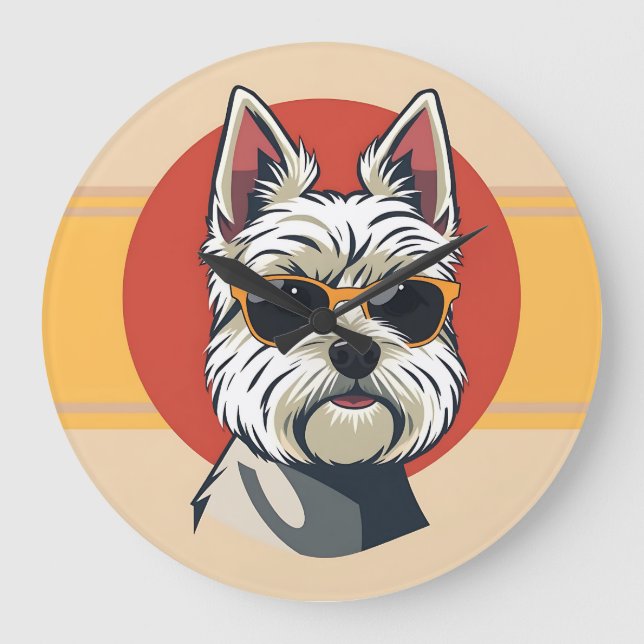 Reloj Redondo Grande Retrato maltés moderno audaz de mediados de siglo (Anverso)