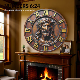 Reloj Redondo Grande Retrato Sagrado Numeral Romano
