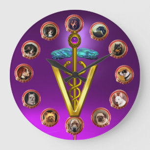 RELOJ REDONDO GRANDE RETRATOS DE PERROS VICTORIANOS SÍMBOLO VETERINARIO