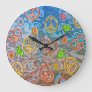 Reloj Redondo Grande Retro 60s Peaceful Ocean Creatures Clock