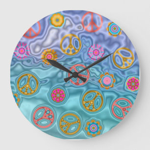 Reloj Redondo Grande Retro 60s Peaceful Ocean Waves Clock