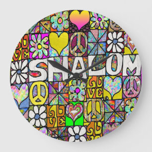 Reloj Redondo Grande Retro años 60 Psicodélico Shalom AMOR