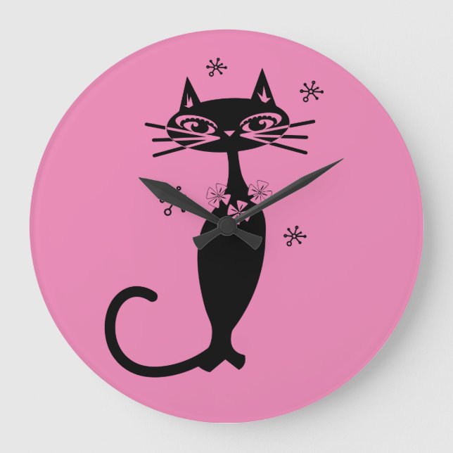 RELOJ REDONDO GRANDE RETRO ATÓMICO CAT CLOCK (Anverso)