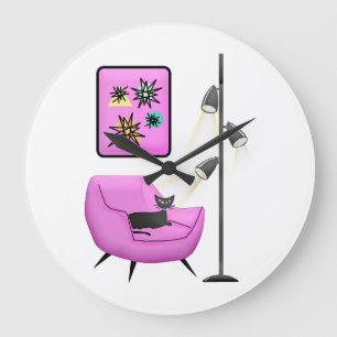 RELOJ REDONDO GRANDE RETRO BLACK CAT CLOCK