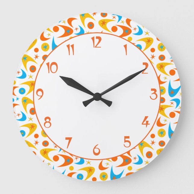 Reloj Redondo Grande Retro Boomerangs (Anverso)